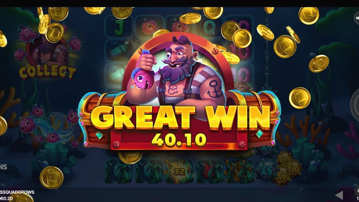 Fishin’ Madness Quadgrows slot game interface com elementos subaquáticos